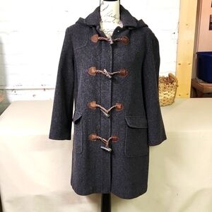Talbots 💯 Quality Wool 90s Grey Toggle Clasp Coat Size 8 Heavy Wool Lined